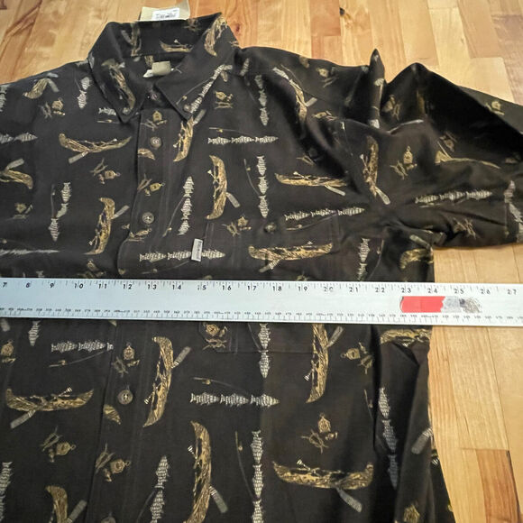 Woolrich Shirt Fish Canoe Graphic Heavyweight Button Up Mens L New - Picture 10 of 12